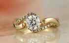 Bague solitaire de mariage diamant simulée taille ronde 2 ct plaquée or jaune 14 carats
