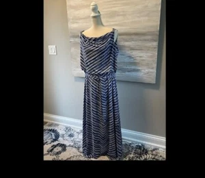 Calvin Klein Blue White Striped Maxi Dress Women XL - Picture 1 of 8