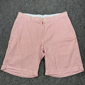 Bills Khakis Shorts Mens 36 Red Stripe Cotton Seersucker Chino Nine Inch Inseam - Picture 1 of 16