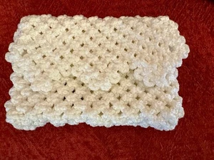 Vtg White Macrame Clutch Bag Handmade Beach Bride Boho EUC - Picture 1 of 6