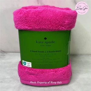 Set 2 asciugamani Kate Spade New York fucsia rosa caldo nuovi con etichetta - Foto 1 di 2