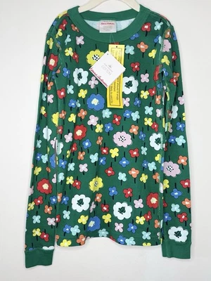Hanna Andersson Girls Green Flower Print Pajama Cotton Shirt Top 12 NEW Rainbow - Image 1 of 4