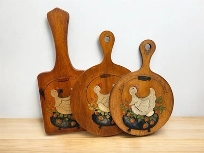 Juego De Colección Madera Pintada a Mano Paleta Queso Tabla de Cortar Decoración de Pared Colocar Gallina Foto 1 de 4