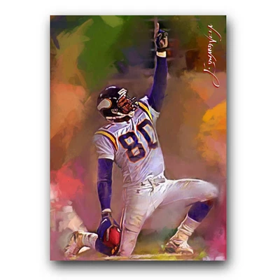 Cris Carter #6 艺术卡限量版 26/50 爱德华·维拉签名(明尼苏达维京人) — 第 1/2 张图片