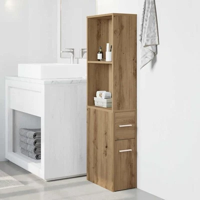 vidaXL Mobile da Bagno Stretto con Ruote Rovere Artigianale Truciolato - Immagine 1 di 4