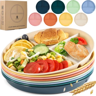 9" Unbreakable Divided Plates (8 PCS). Microwave & Dishwasher Safe! for Kids & A - Image 1 of 4