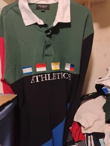 PACSUN LOS ANGELES MENS POLO LONG SLEEVE ATHLETICS LOGO COLORFUL KNIT SHIRT SZ L - Picture 1 of 5