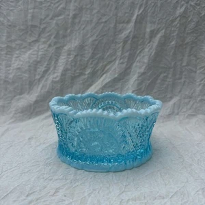 Vtg Antique Jefferson Glass Blue Opalescent Idyll 6.5” Berry Bowl - Picture 1 of 5