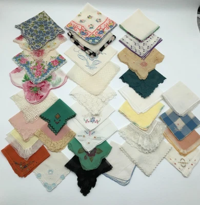 Lote vintage das décadas de 1940 a 1950 de 33 lenço/lenço feminino #10 lixeira - Imagem 1 de 4