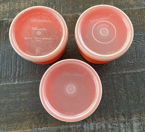 Set of 3 Vintage Tupperware Orange Snack Cups 1229-14 with Lids - Picture 1 of 4