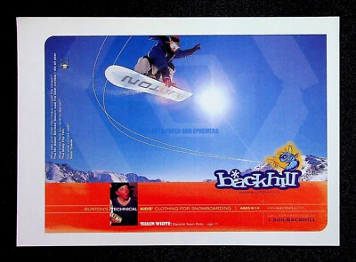 Backhill Clothing Burton 1998 Shaun White Snowboarding Print Magazine Ad Poster - Image 1 of 2