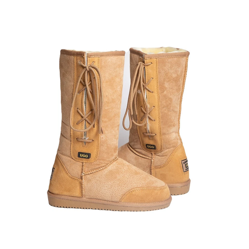 Botas de piel de oveja Ugg largas altas damas hombres encaje lateral Foto 1 de 1