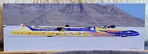 Vesco Streamliner Rekordversuch Foto auf Metall. 8"x24" Bonneville. Signiert! - Bild 1 von 1