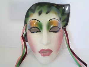 Vintage Maske Keramik über Gesicht Ton Kunst Katze Frau Wandbild San Francisco 1980er - Bild 1 von 7