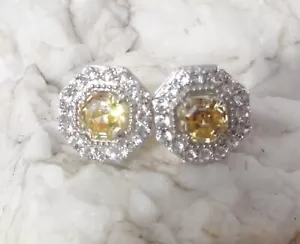 JUDITH RIPKA CASABLANCA STERLING Canary Crystal and WHITE TOPAZ EARRINGS NEW - Picture 1 of 20