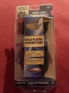 IEEE I284 PRINTER CABLE GOLD PLATED CONNECTORS F2A055-10G BELKIN DB25 MALE NEW  - Picture 1 of 5