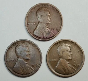 1919 P D S Lincoln Wheat Cent Set - ss - genau (3 Münzen) abgebildet - Bild 1 von 7