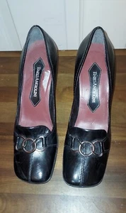 Enzo Angiolini Woman’s Black Heels with Buckle size 7M Pointed Square Toe EUC - Picture 1 of 5