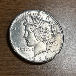 1926 $1 Peace Silver Dollar BU Uncirculated ERROR 2 Small Clips - Picture 1 of 11