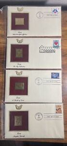 Lot Of 4 First Day Issue FDC Love Valentine Day Stamps 22kt Gold Proof Replicas