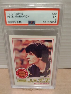 1977 Topps Basketball PETE MARAVICH #20 "Utah Jazz" PSA 5 EX HOFer 🇺🇸🏀🏀 - Image 1 of 2