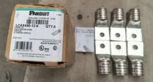 (Qty of 6) Panduit LCAX450-12-6 Tin Plated Copper Lug Terminals One 1/2" Hole - Picture 1 of 5