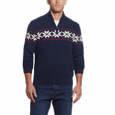 Weatherproof Mens Vintage Cotton Long Sleeve 1/4 Zip Sweater (Blue, Large) NWT - Image 1 of 2