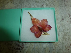 Phalaenopsis Real Phal Orchid Preserved Flower 14K Gold Plated Hair Clip - Picture 1 of 11
