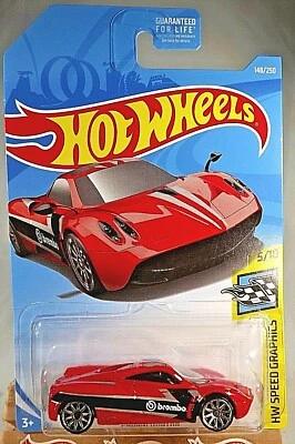 2019 Hot Wheels #148 HW Speed Graphics 5/10 PAGANI HUAYRA Red w/10 Spoke Wheels - Image 1 of 4