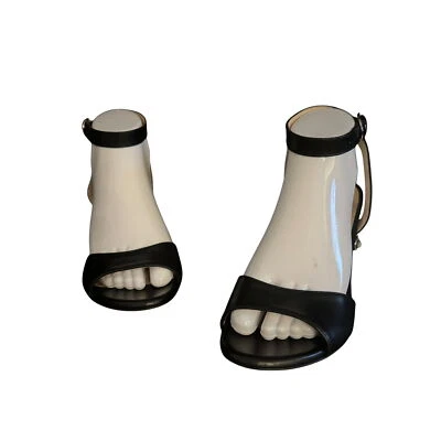 Stuart Weitzman Allshine блочный каблук черный кожаный с ремешками камень, 7,5 носить один раз - Изображение 1 из 4