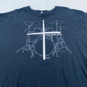 vintage STICK WITH JESUS BAND DRUMS T-Shirt L/XL band religion - Picture 1 of 6