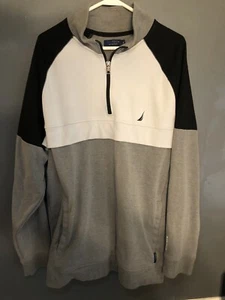 Nautica NavTech Herren Pullover 2XL 1/4 Zip Langarm Pulli Grau & Schwarz - Bild 1 von 7