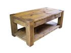 "Any Size Made" Chunky Solid Wood Coffee Table Side Rustic Plank Indigo Furnitur
