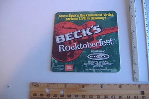 ~BECK'S ROCKTOBERFEST~ SQUARE CARDBOARD BEER COASTER~ - Picture 1 of 2