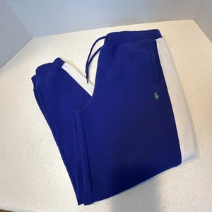 Boys Polo Ralph Lauren Sweatpants Size L 14-16 Blue w White Stripe & Green Pony - Picture 1 of 17