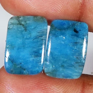 Coppia Apatite Blu 16,25 Ct Forma Cuscino Pietra Preziosa Semipreziosa 11x17x3 mm GQ303 - Foto 1 di 6