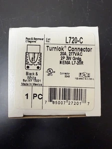***NUEVO*** Conector Turnlok Pass & Seymour L720-C 20A 277VAC 2P 3W tierra - Imagen 1 de 6