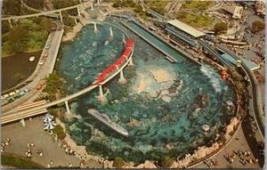 DISNEYLAND California Postcard "TOMORROWLAND" Aerial View /Submarine Lagoon 1963 - Imagen 1 de 2