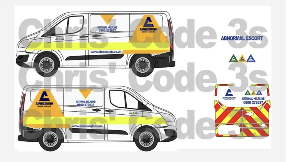 Calcomanías de vinilo adhesivas Code 3 1/43 1/50 Transit personalizadas - grúa Ainscough Foto 1 de 1