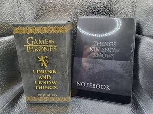 Game Of Thrones Things Jon Snow Knows Notebook Pint Glass Authentic Memorabilia - Picture 1 of 6