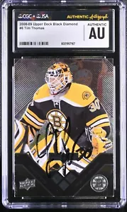 Tim Thomas Signed 2008-09 Upper Deck Black Diamond Card #6 CGC AU JSA Auto - Picture 1 of 2