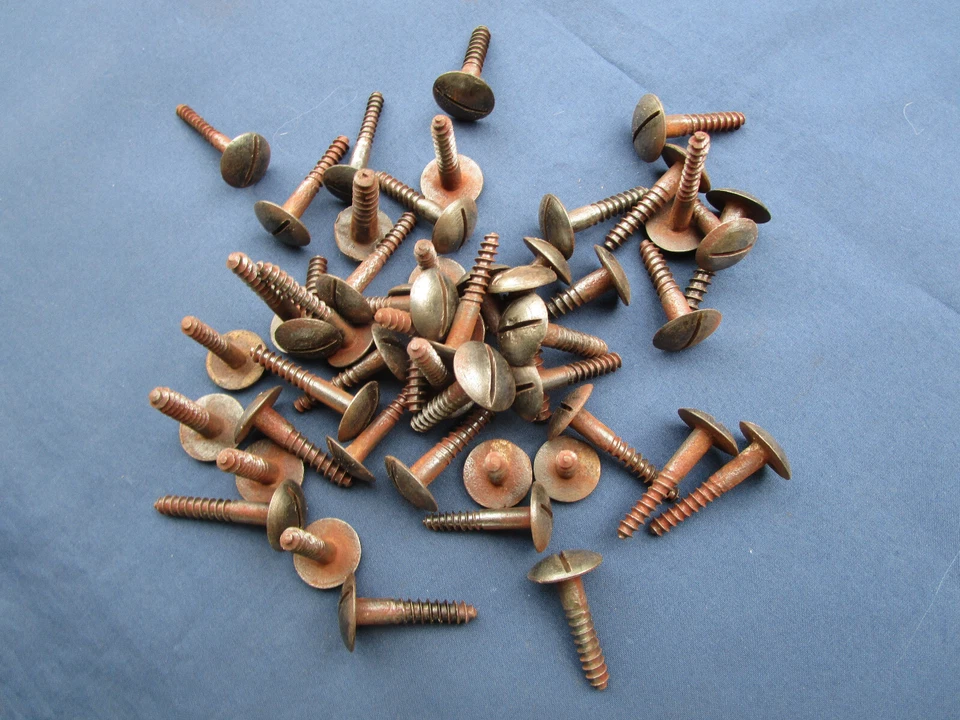 10 vis à bois fer Grosses têtes diamètre 2 à 2,2 cm rondes fendu ancienne  - Photo 1/3