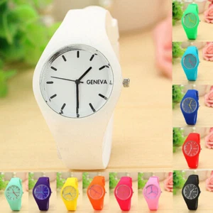Soft Silicone Women Watch Analogue Quartz Colourful Ladies Wrist Watches Gift - Picture 1 of 23