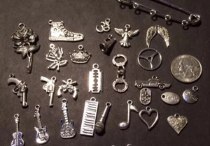 Depeche Mode Inspired Customizable Kilt Pin 5 Silver Charms Purse Visor Rose - Picture 1 of 5