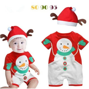 Newborn Christmas Romper Jumpsuit Party Toddler Baby Unisex Kids Clothes Hats - Picture 1 of 33
