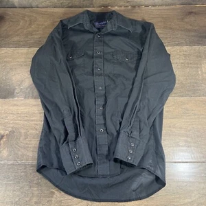 Camisa Wrangler Western Para Hombres Pequeña Negra Perla A Presión Manga Larga Vaquero Rodeo - Imagen 1 de 5