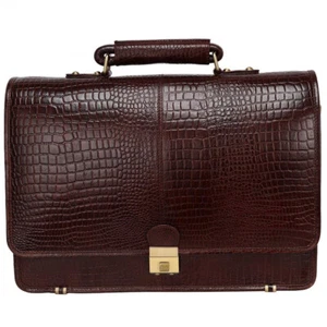 LV FULL GRAIN CROCO LEATHER BRIEFCASE OFFICE 17'' BAG FOR LUXURY ATTACHE BAG MEN - Picture 1 of 12