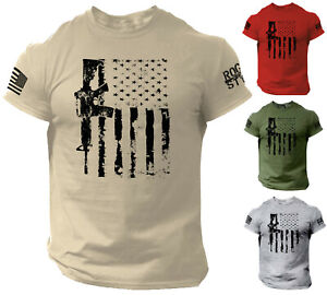 Distressed USA Gun Flag Men's T-Shirt AR15 Rifle Shirt 2nd Amendment