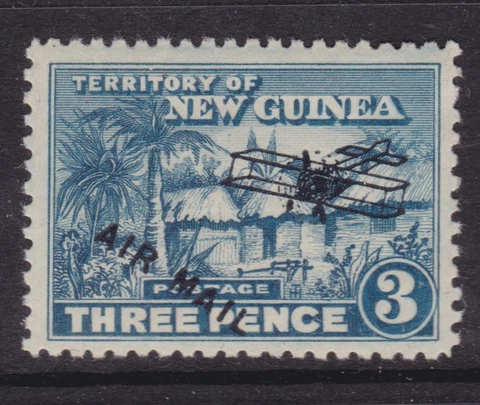 NEW GUINEA: 1925 3D BLUE HUTS OVERPRINT AIRMAIL MINT/MH (NF110) Cover