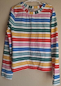 Hanna Andersson 140 (10) Long Sleeve Rainbow Stripe Swim Top Rash Guard - Picture 1 of 8
